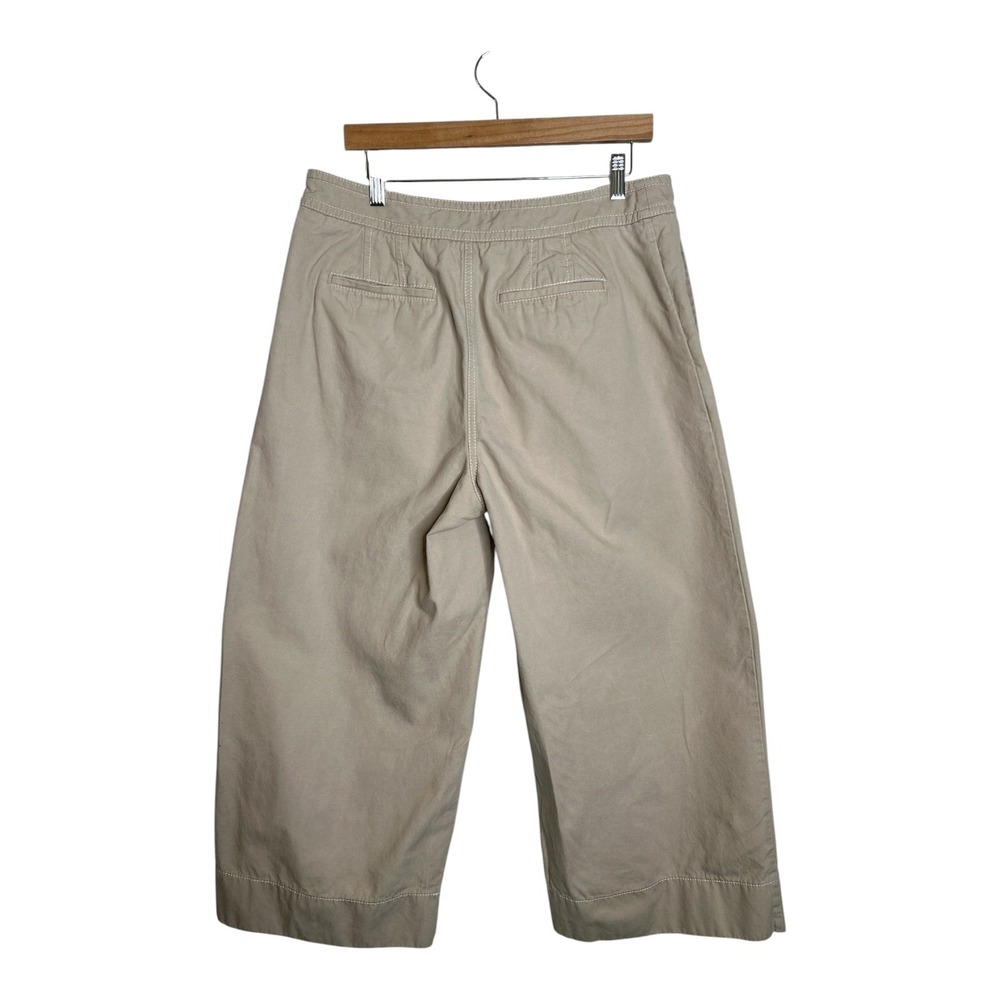 Talbots Khaki Sailor Crop Pants Wide Leg Chino Button Front Size 14 - Picture 2 of 9
